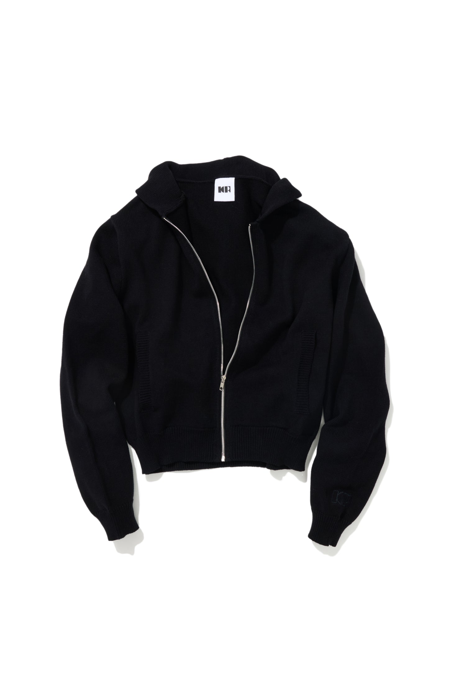 KNITTED ZIP JACKET BLACK